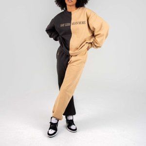 The Mayfair Group SAY LESS MEAN MORE Mocha Sweatpants